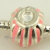 lines enamel european big hole charms fit for bracelets pink