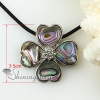 lucky four clover rainbow abalone white oyster sea shell mother of pearl rhinestone pendants for necklaces design A