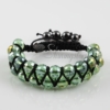 macrame armband crystal beaded bracelets jewellery green