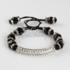 macrame armband rhinestone beaded bracelets jewellery black