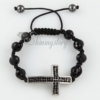 macrame armband sideways cross rhinestone beads bracelets jewelry black