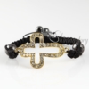 macrame armband sideways cross rhinestone bracelets jewelry gold