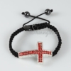 macrame sideways cross rhinestone bracelets jewellery armband light red