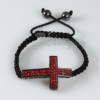 macrame sideways cross rhinestone bracelets jewellery armband red