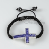 macrame sideways cross rhinestone bracelets jewellery armband blue