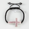 macrame sideways cross rhinestone bracelets jewellery armband pink