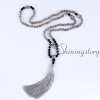 mala beads wholesale semi precious stone 108 mala bead necklace with tassel healing jewelry hamsa hand necklace design C