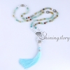 mala beads wholesale semi precious stone 108 mala bead necklace with tassel healing jewelry hamsa hand necklace design H