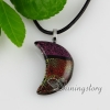moon fancy color dichroic foil glass necklaces with pendants silver plated design A