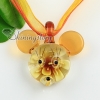 mouse with flowers inside lampwork glass necklaces pendants design B