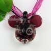mouse with flowers inside lampwork glass necklaces pendants design C