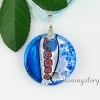 murano lampwork glass foil millefiori round swirled necklaces with pendants design F