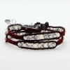 natural stone bead beaded leather wrap bracelets design B
