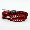 natural stone bead beaded leather wrap bracelets design D