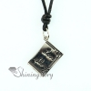 oblong genuine leather locket necklaces with pendants design B