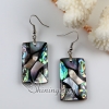 oblong patchwork seawater rainbow abalone penguin black oyster shell mother of pearl dangle earrings design A