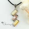 oblong rainbow pink yellow oyster abalone shell abalone mother of pearl rhinestone necklaces pendants design A
