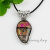 olive fancy color dichroic foil glass necklaces with pendants jewellery silver plated design A