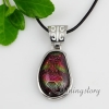 olive fancy color dichroic foil glass necklaces with pendants jewelry silver plated design B