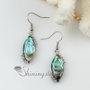 olive seawater rainbow abalone black oyster shell mother of pearland rhinestone dangle earrings design D