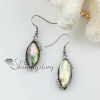 olive seawater rainbow abalone black oyster shell mother of pearland rhinestone dangle earrings design C
