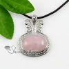 oval agate amethyst rose quartz glass opal tigereye semi precious stone necklaces pendants design D
