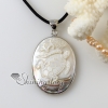 oval cameo sea turtle girl white penguin seashell mother of pearl oyster sea shell pendants for necklaces design A