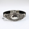 oval fleur de lis snap wrap bracelets genuine leather design A