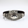 oval fleur de lis snap wrap bracelets genuine leather design B