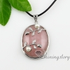 oval flower semi precious stone rose quartz freshwater pearl necklaces pendants design C