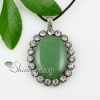 oval jade agate opal semi precious stone rhinestone necklaces pendants design A