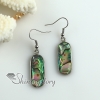 oval oblong rainbow abalone oyster sea shell mother of pearl earrings design B