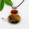 oval oblong turquoise tigereye opal agate red coralnecklacessemi precious stone necklaces pendants design B