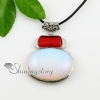 oval oblong turquoise tigereye opal agate red coralnecklacessemi precious stone necklaces pendants design C