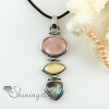 oval olive teardrop rainbow abalone pink oyster yellow oyster white oyster shell pendants for necklaces design B