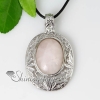 oval openwork semi precious stone rose quartz glass opal necklaces pendants design C