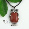 oval owl jade rose quartz glass opal amethyst tiger's-eye agate natural semi precious stone pendant necklaces design D