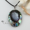 oval patchwork sea water rainbow abalone black oyster shell mother of pearl necklaces pendants design A