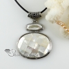 oval patchwork white oyster shell rainbow abalone shell freshwater pearl necklaces pendants design C