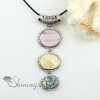 oval round white pink yellow rainbow abalone oyster sea shell mother of pearl pendant necklace design B
