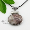 oval semi precious stone and freshwater pearl necklaces pendants design B