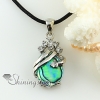 oval teardrop rainbow abalone sea shell rhinestone mother of pearl pendant necklace design A
