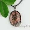 oval tiger's-eye rose quartz amethyst jade rhinestone semi precious stone necklaces with pendants design F