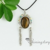 oval turquoise glass opal amethyst rose quartz tiger's-eye rhinestone jade necklaces with pendants design D