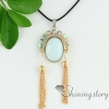oval turquoise glass opal amethyst rose quartz tiger's-eye rhinestone jade necklaces with pendants design E
