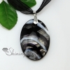 oval with lines silver foil lampwork murano italian venetian handmade glass necklaces pendants black