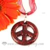 peace sign foil lampwork murano glass necklaces pendants jewelry red