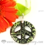 peace sign foil lampwork murano glass necklaces pendants jewelry green