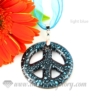 peace sign foil lampwork murano glass necklaces pendants jewelry light blue