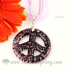 peace sign foil lampwork murano glass necklaces pendants jewelry purple